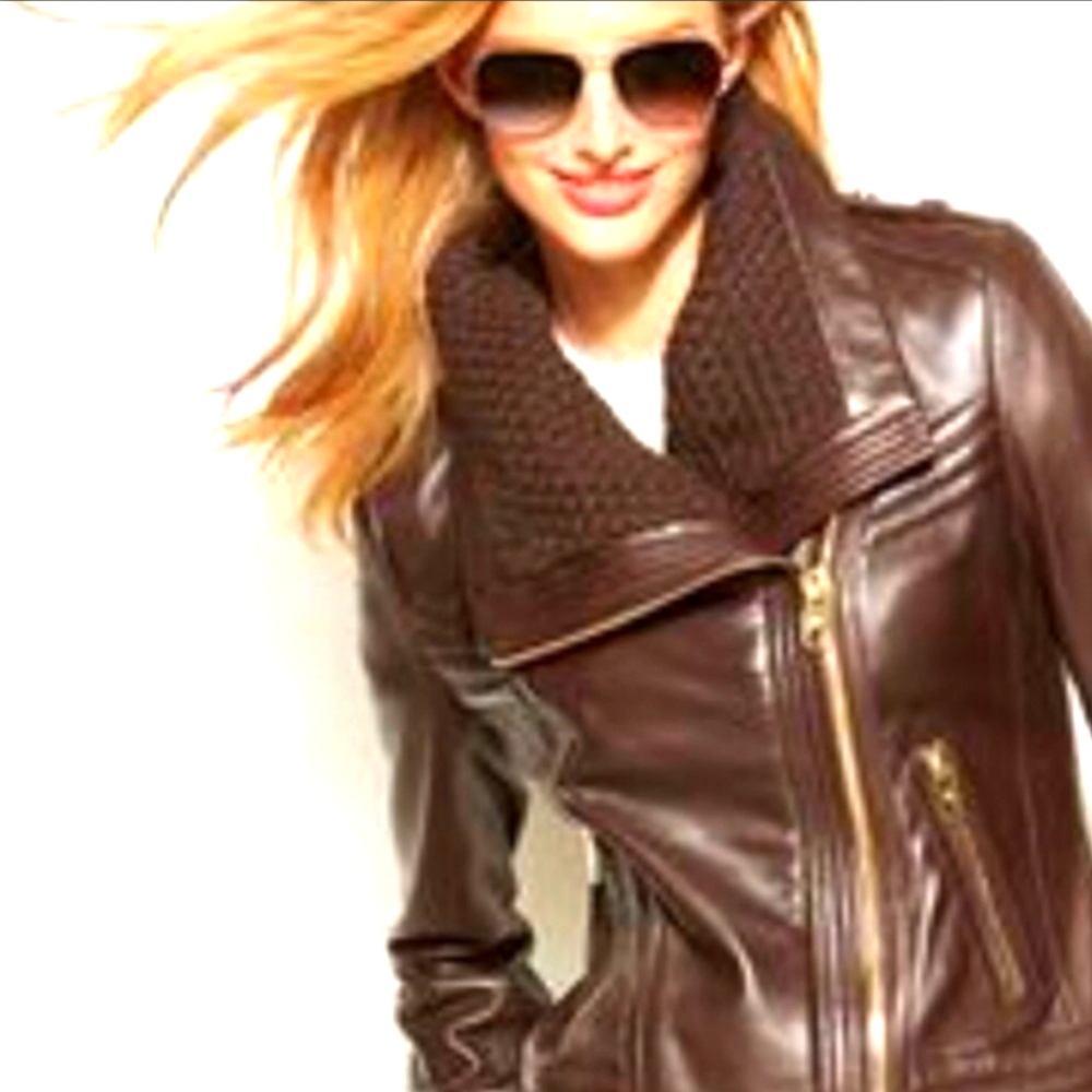 Michael Kors Leather Moto Jacket originally$595